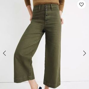 Madewell Emmett Wide Leg Crop Pants Olive Green